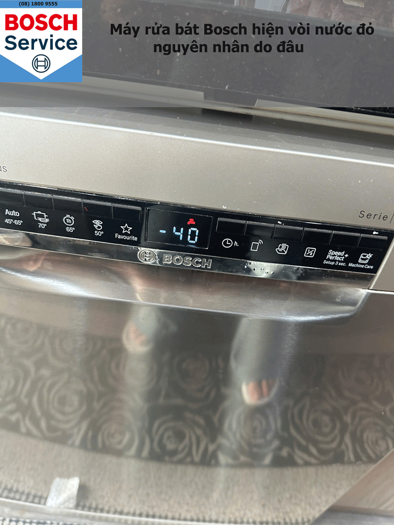 Máy rửa bát Bosch hiện hình vòi nước màu đỏ nguyên nhân vì sao